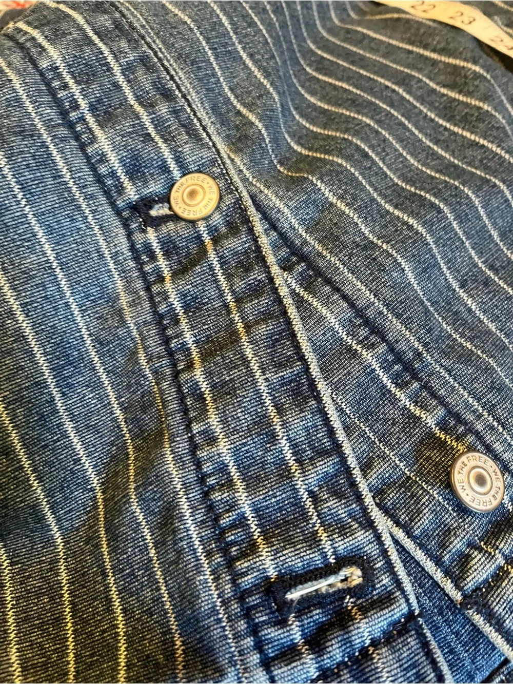 NWT Free people size XL Madison city pinstripe denim jacket - Picture 10 of 12